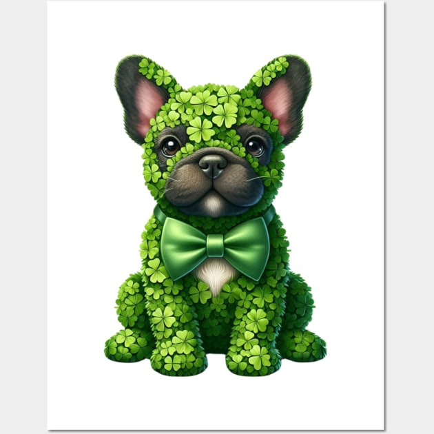 Clover French Bulldog St Patricks Day Wall Art by Chromatic Fusion Studio